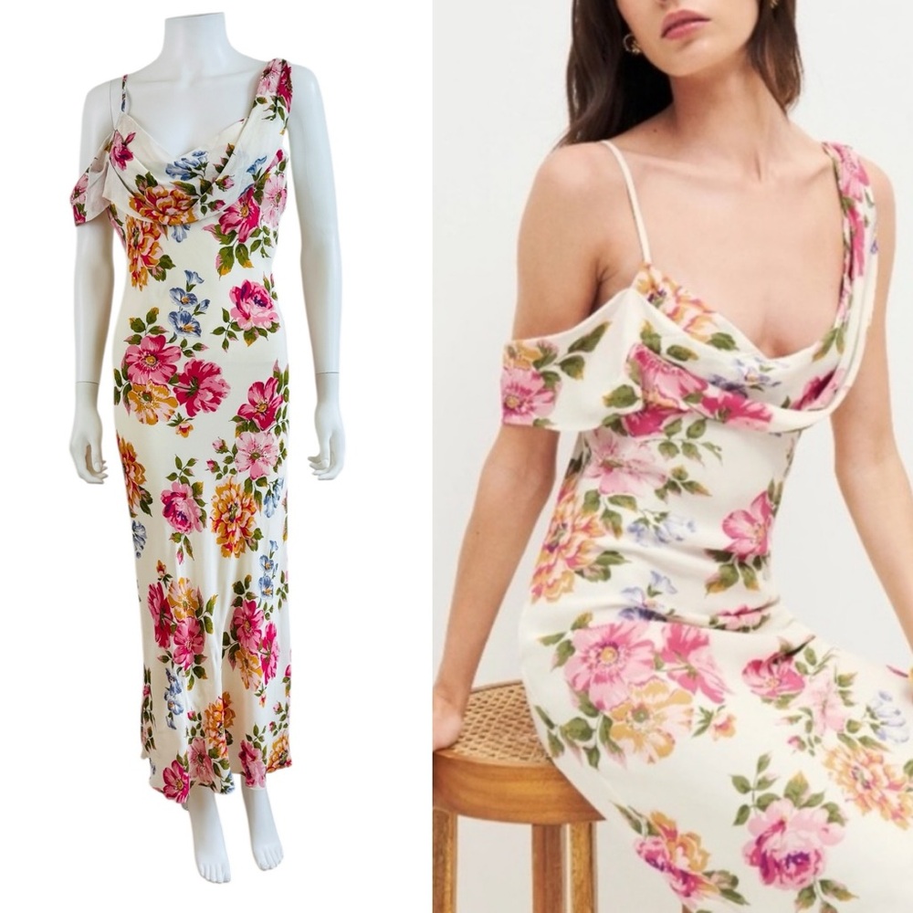 Reformation Floral Cowl Neck Maxi Dress